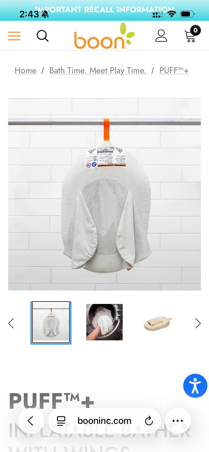 Boon Puff+ Inflatable Baby Bather