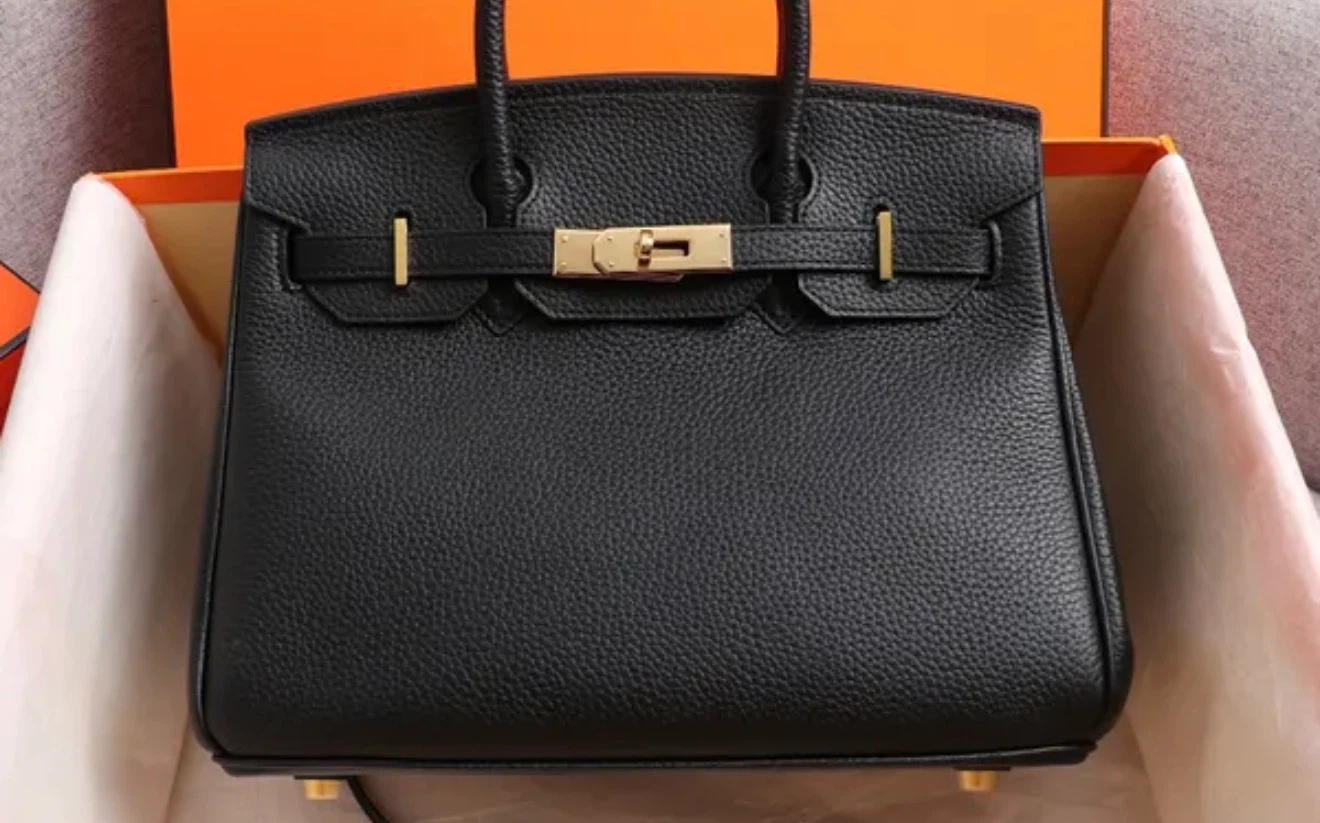 Hermes Birkin 25 Black Togo Leather Handbag