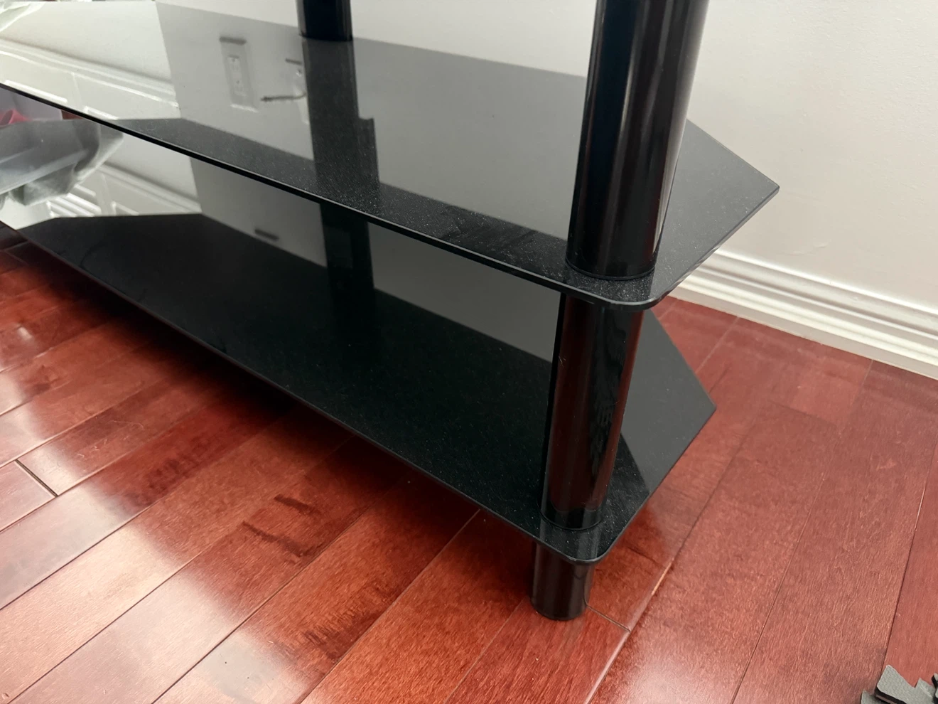 Black Glass TV Stand with Integrated Mount - photo 2
