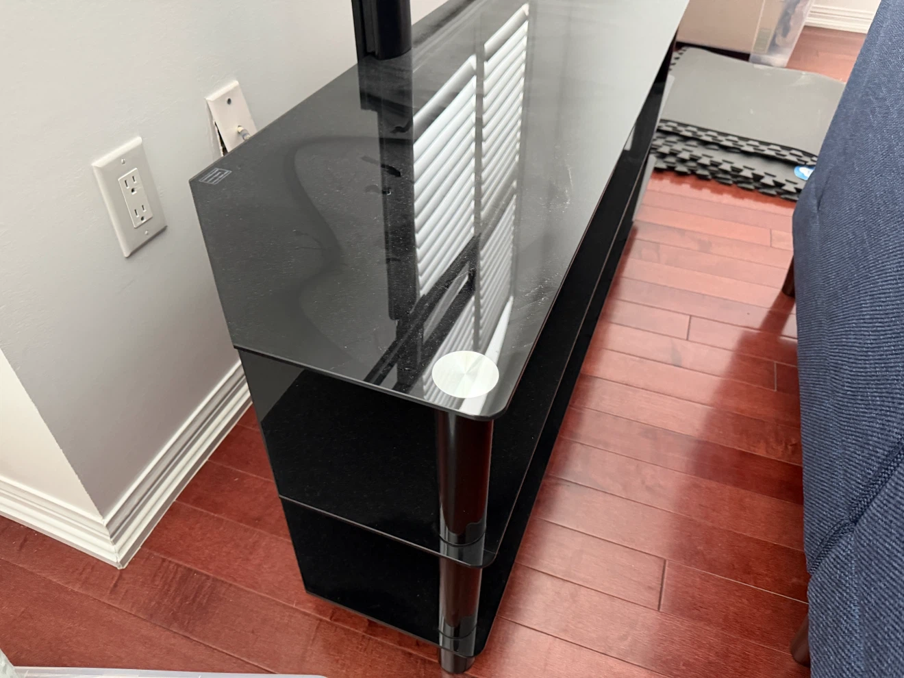 Black Glass TV Stand with Integrated Mount - photo 3