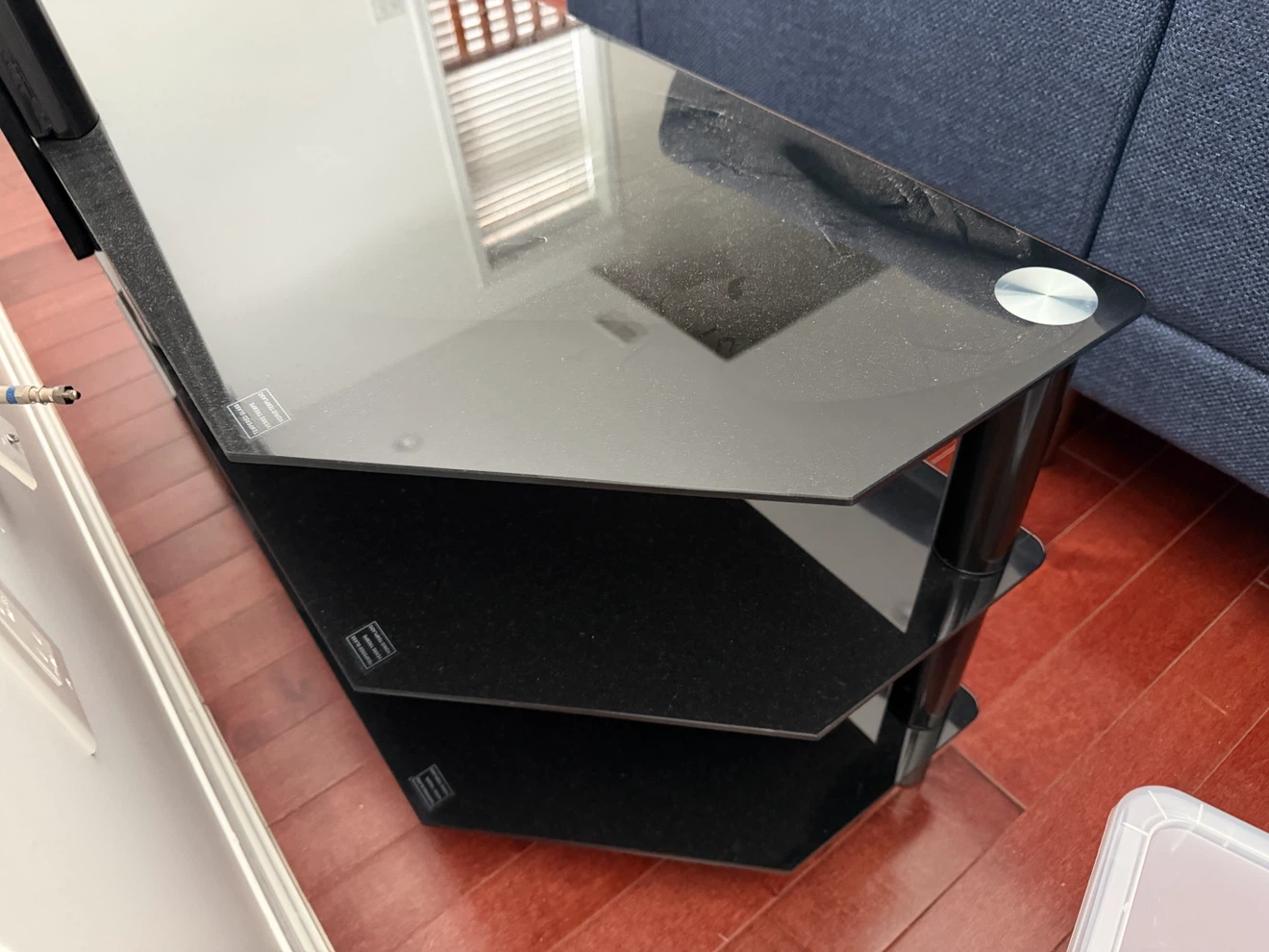 Black Glass TV Stand with Integrated Mount - photo 4