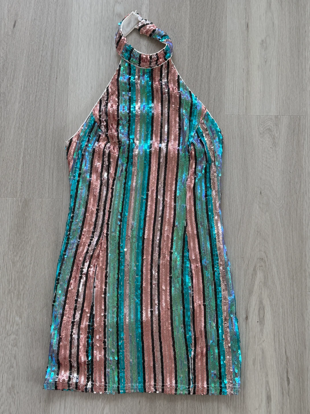 En Crème Sequin Halter Dress Size S