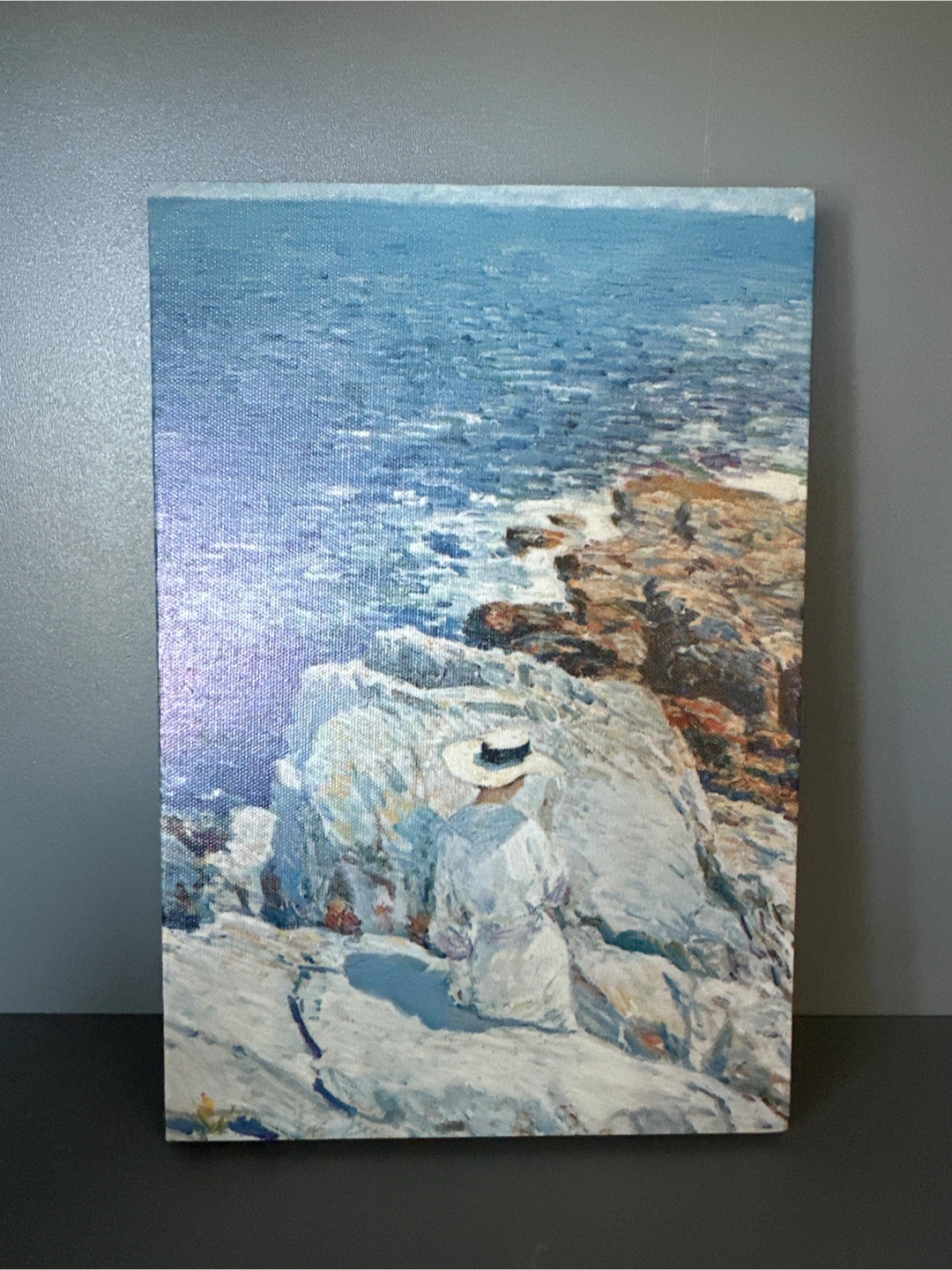 Canvas art print of woman by the sea