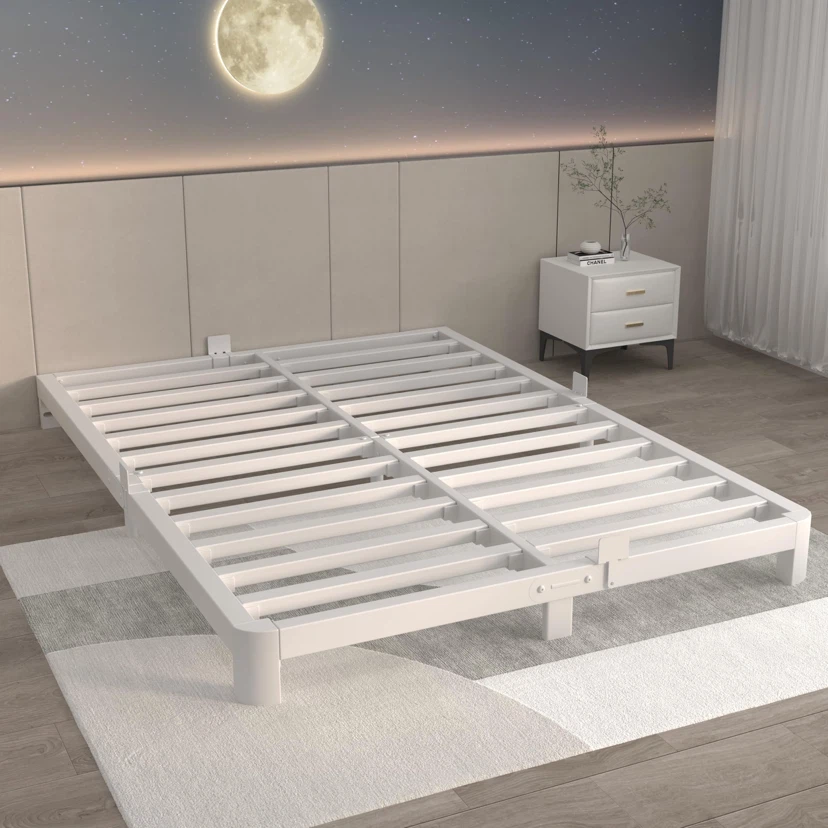 4 Inch Queen Platform Bed, Heavy Duty Steel, No Box Spring