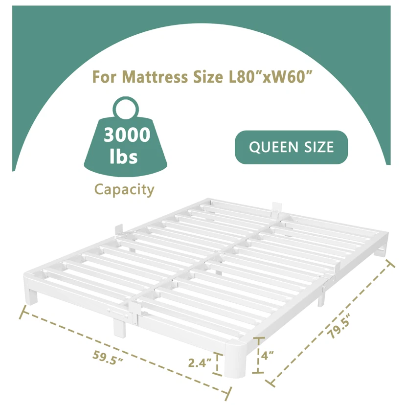 4 Inch Queen Platform Bed, Heavy Duty Steel, No Box Spring - photo 2
