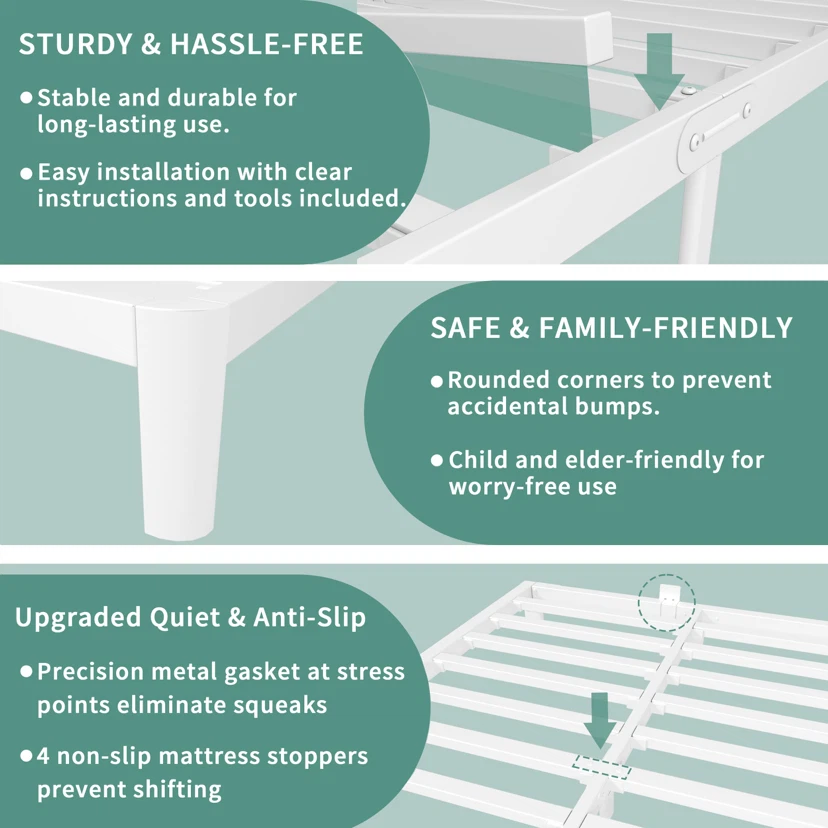 4 Inch Queen Platform Bed, Heavy Duty Steel, No Box Spring - photo 3