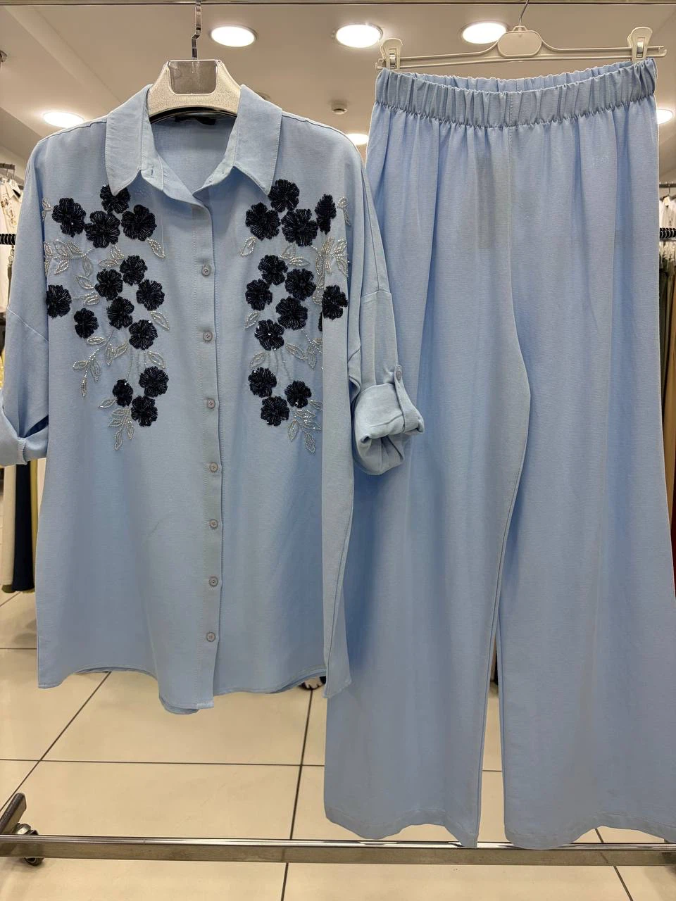Light Blue Embroidered Shirt