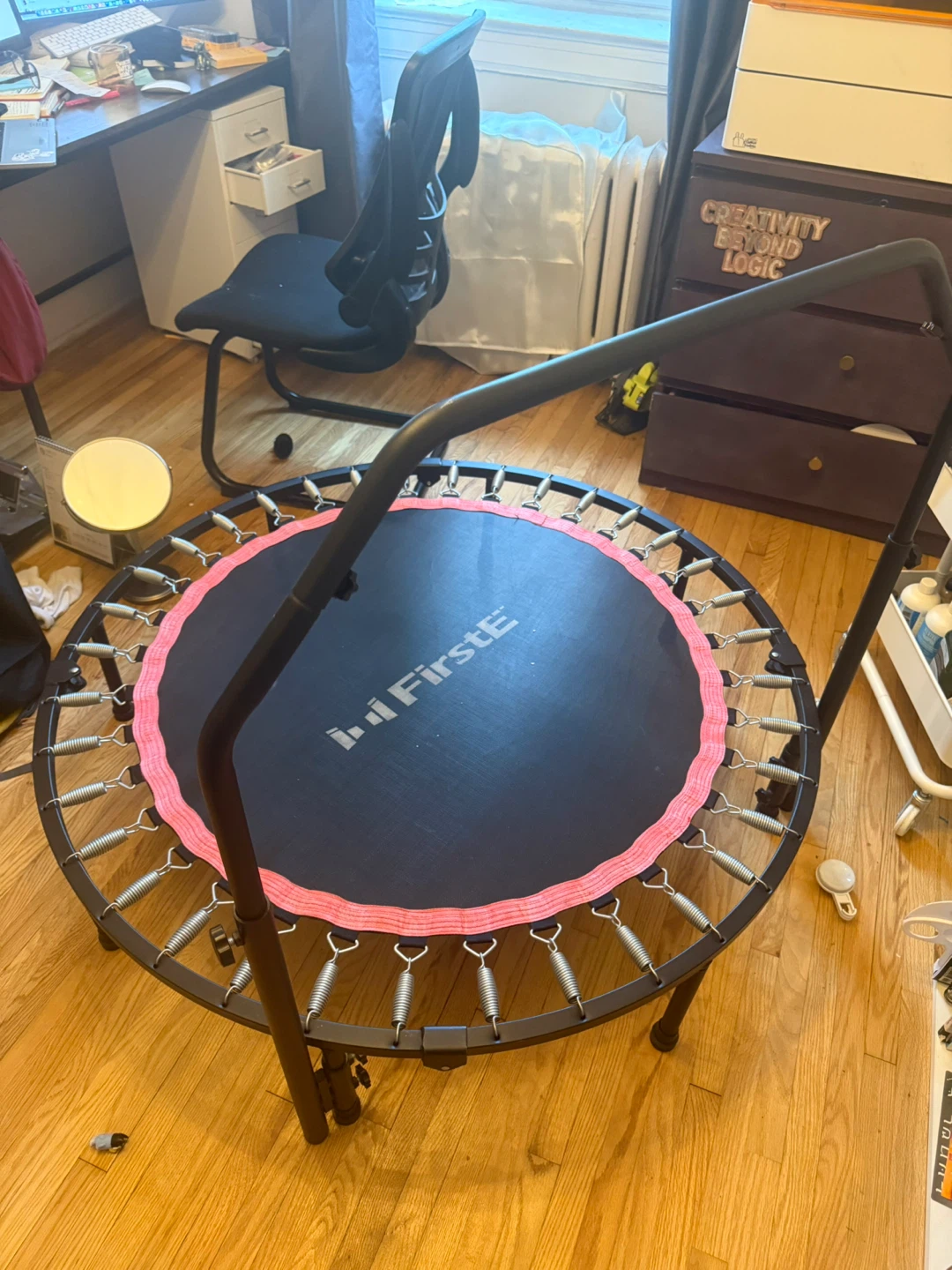 FirstE 48” Fitness Trampoline / Rebounder with Adjustable Handle