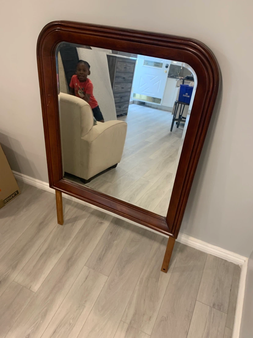 Large wooden frame wall mirror - photo 2