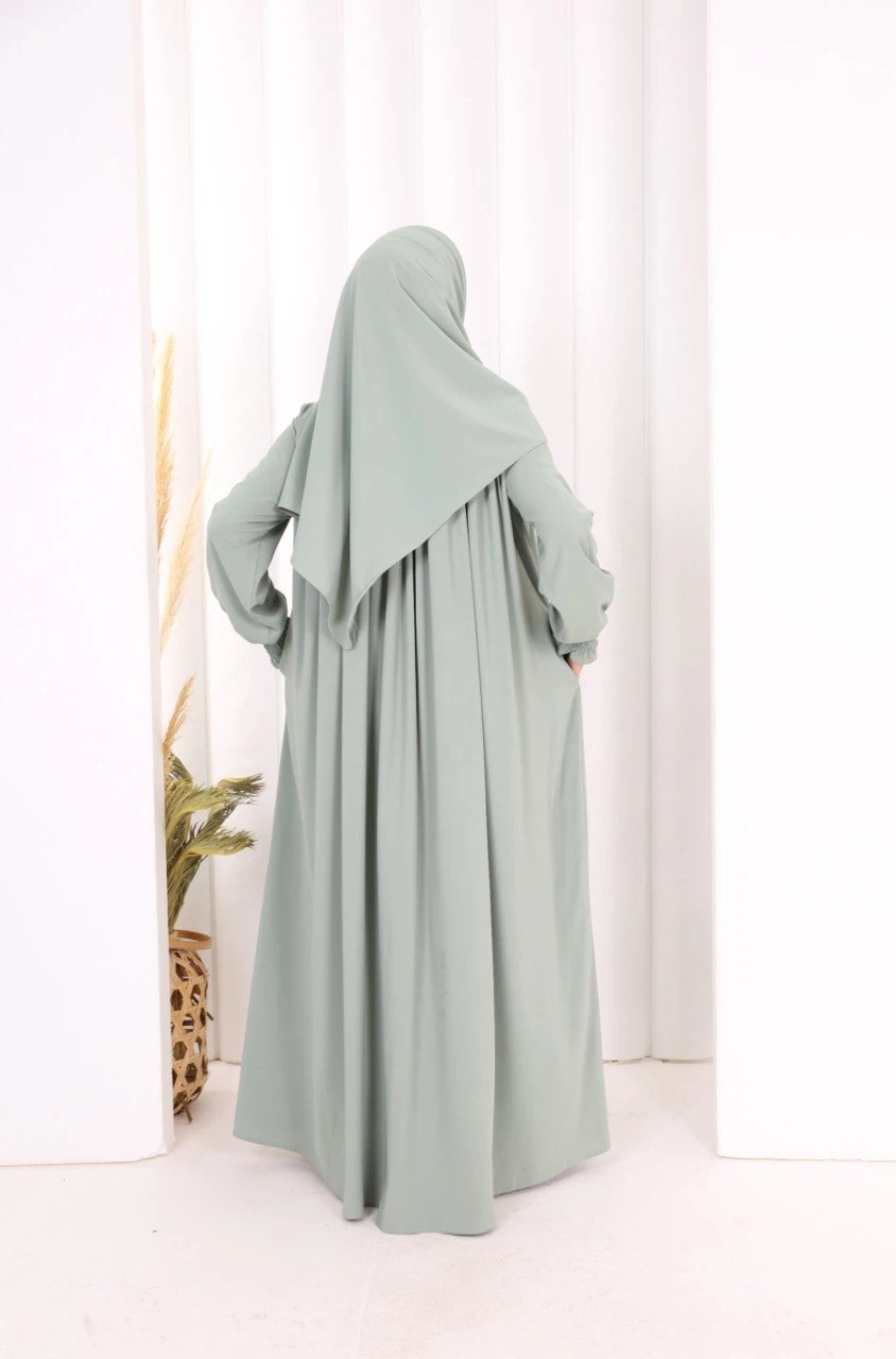 Sage Green Abaya with Matching Hijab - photo 2