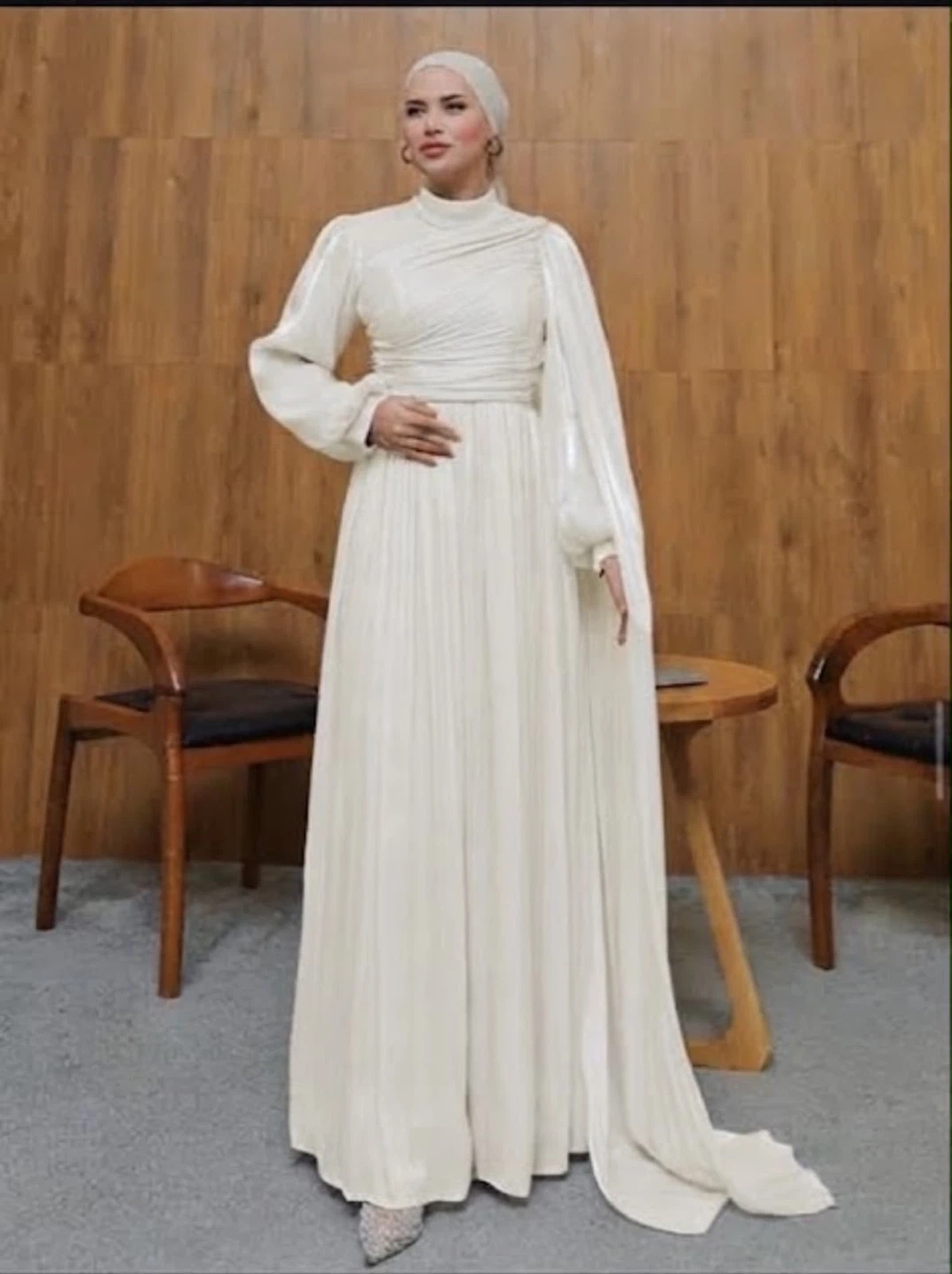 Cream Pleated Maxi Dress - photo 2
