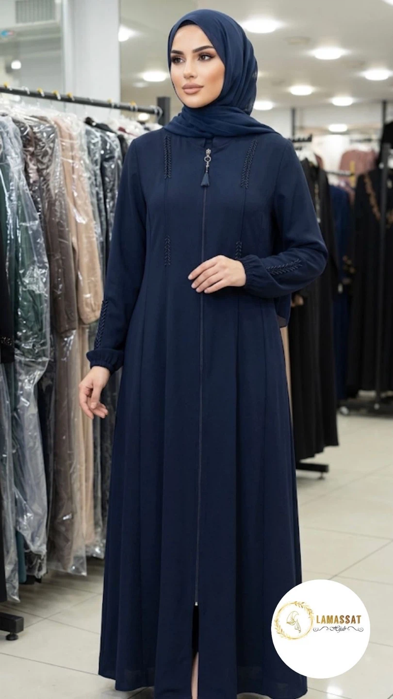 Navy Blue Zippered Abaya - photo 2