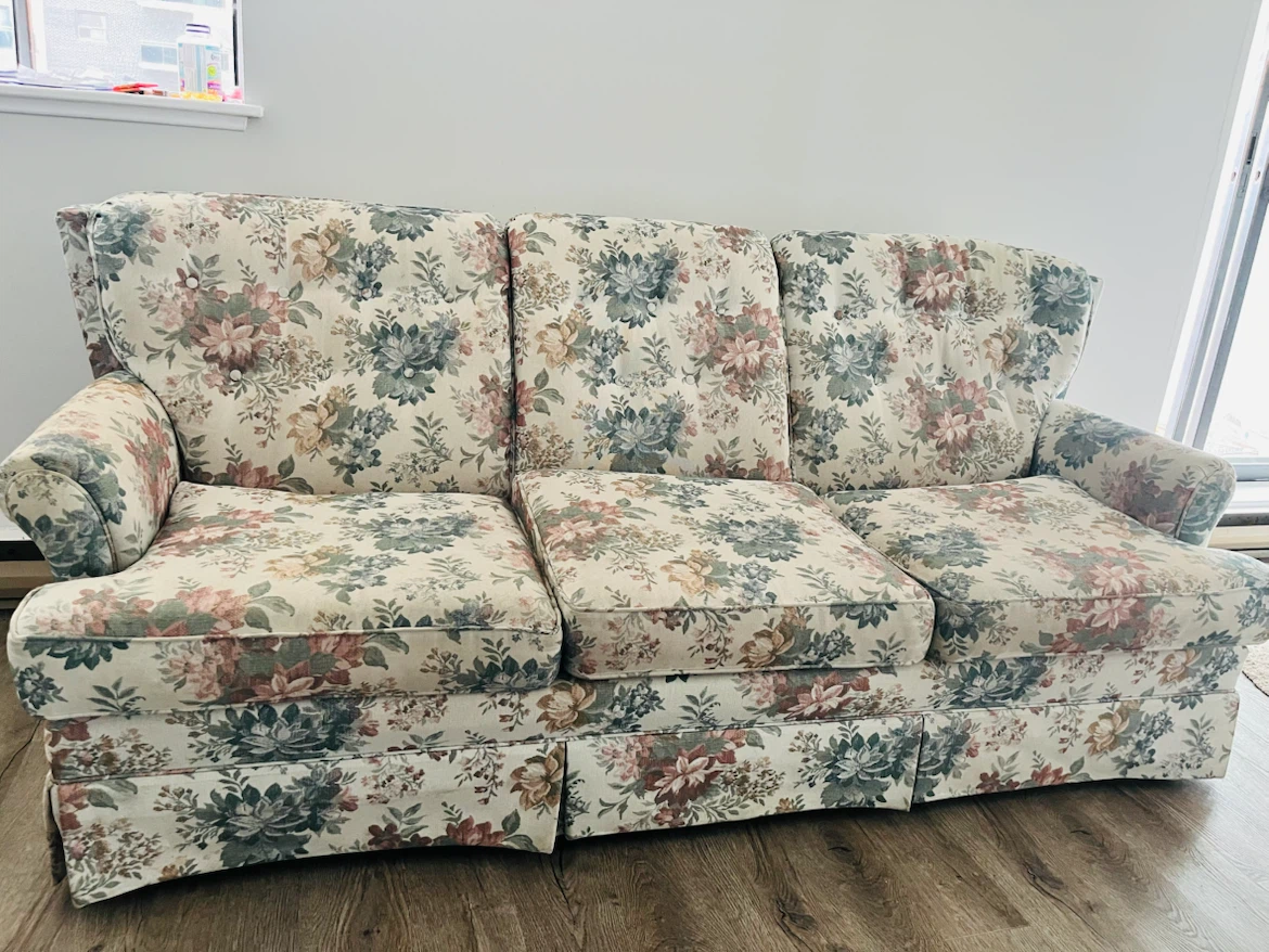 Floral pattern three-seater sofa