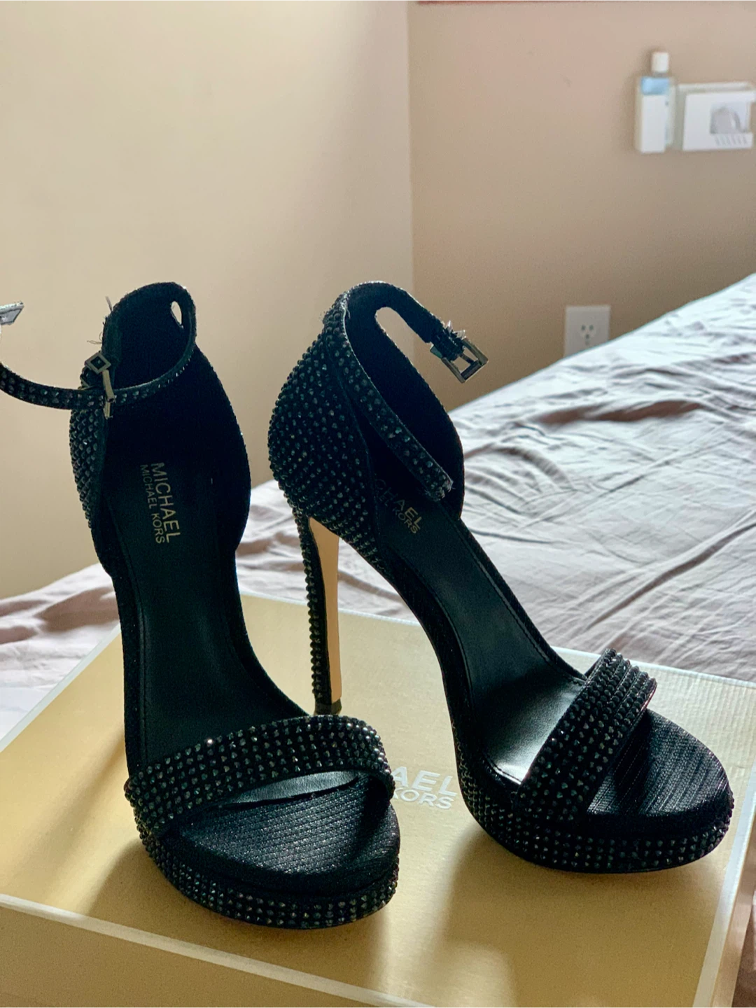 Michael Kors Black Rhinestone Stiletto Heels