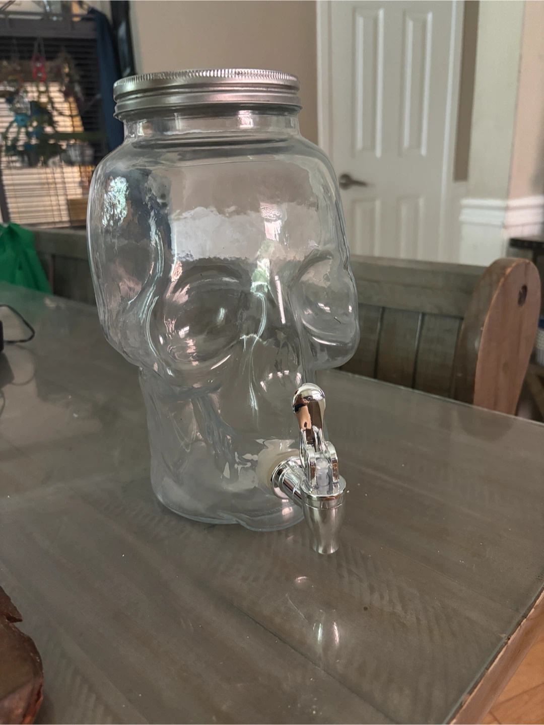 Glass Skull Beverage Dispenser