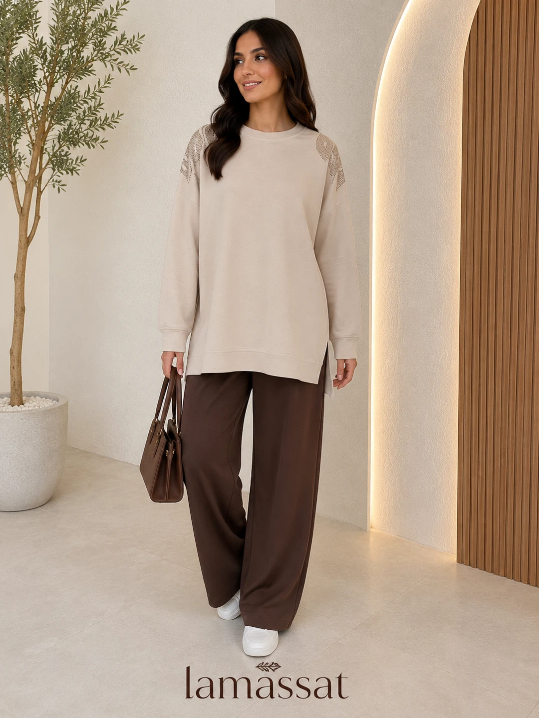 Beige Sweatshirt set