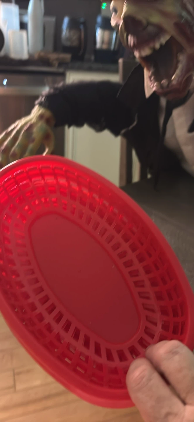 Set of Red and White Plastic Serving Baskets