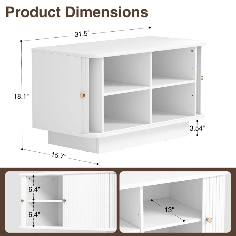 Small Shoe Storage Bench with Sliding Doors - photo 2