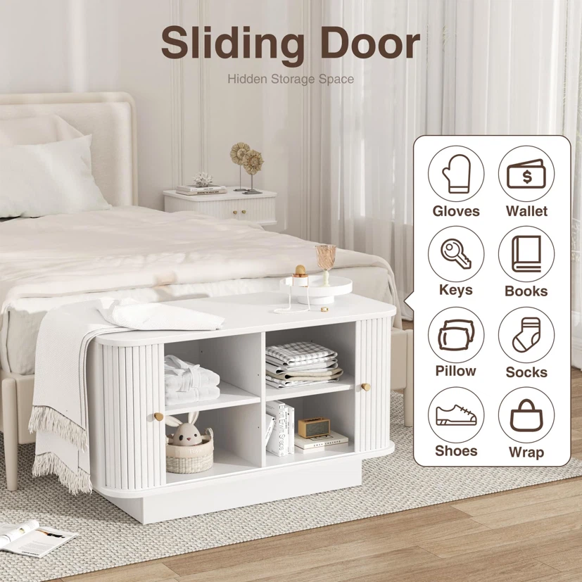 Small Shoe Storage Bench with Sliding Doors - photo 3