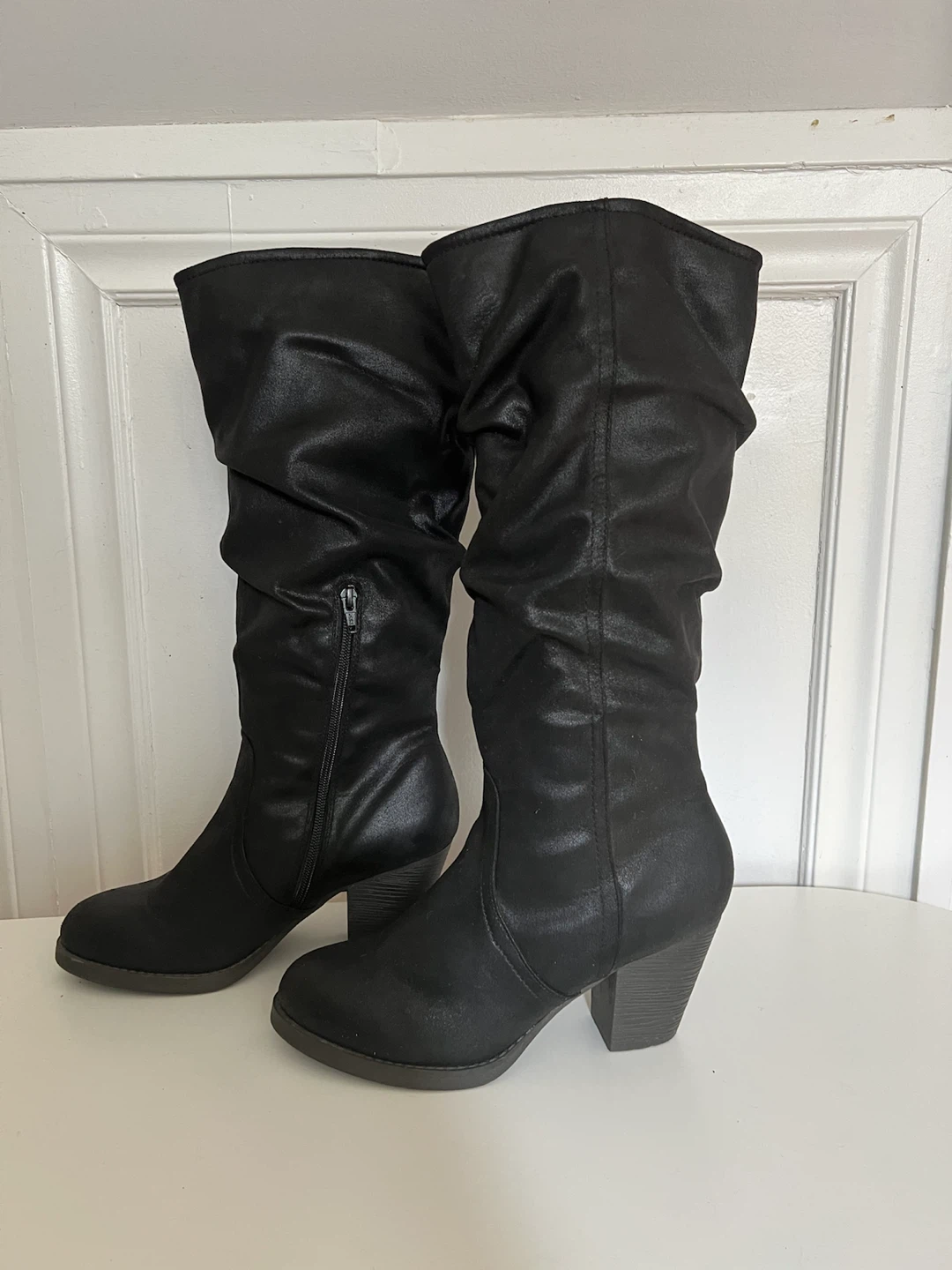 Black Heeled Slouch Boots