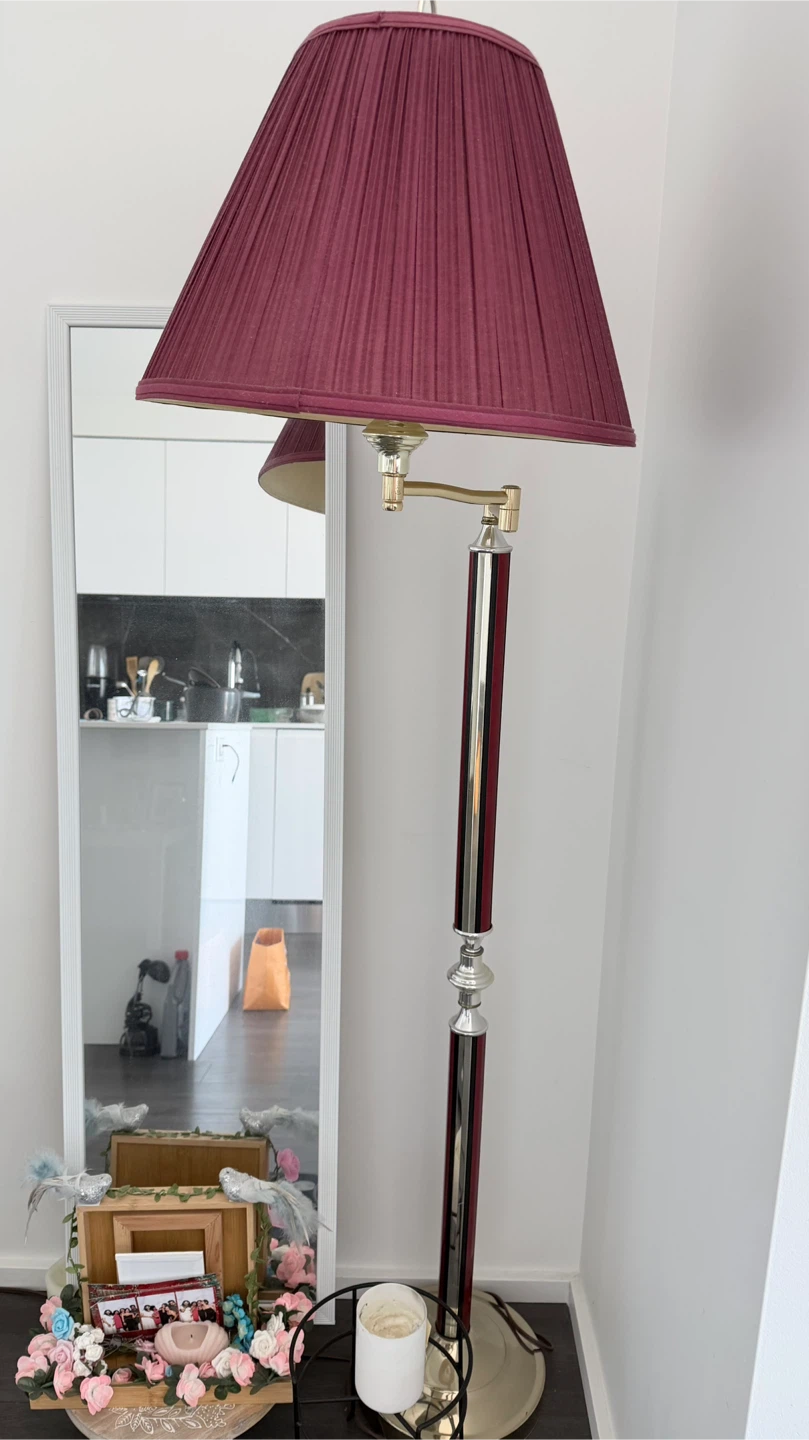 Burgundy Pleated Floor Lamp and mirror