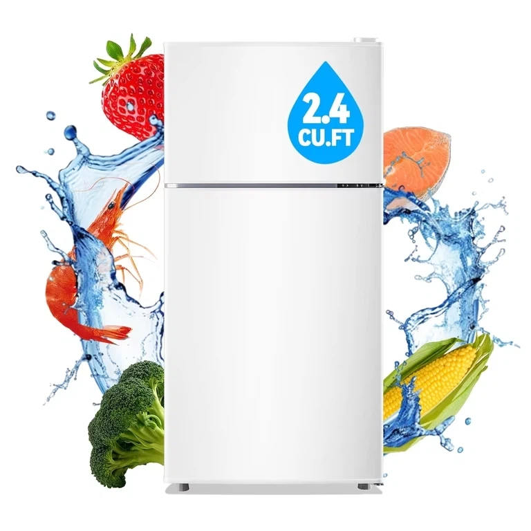 Small Refrigerator with Freezer Mini Fridge Removable Shelves