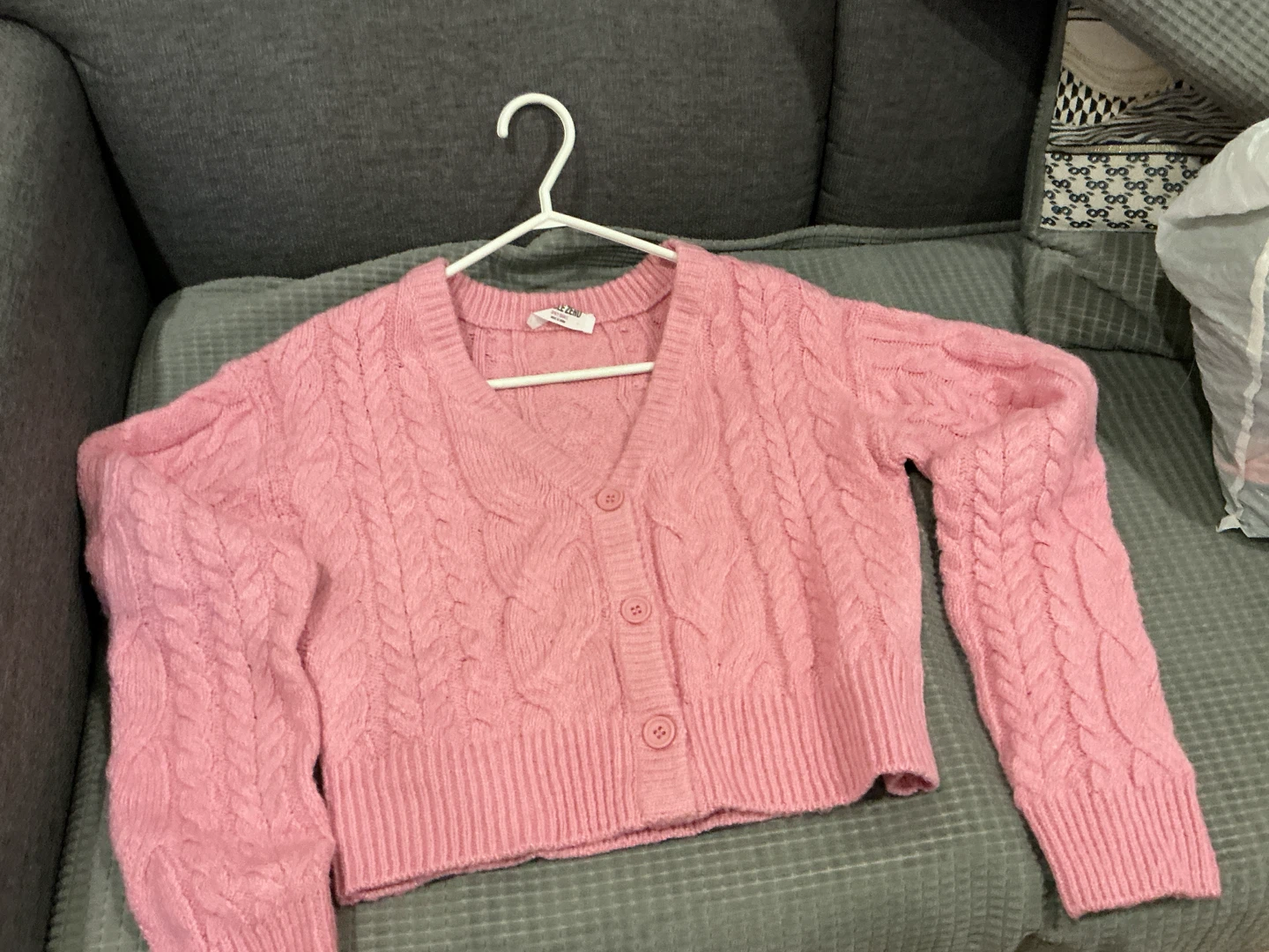 Pink Cable Knit Cardigan