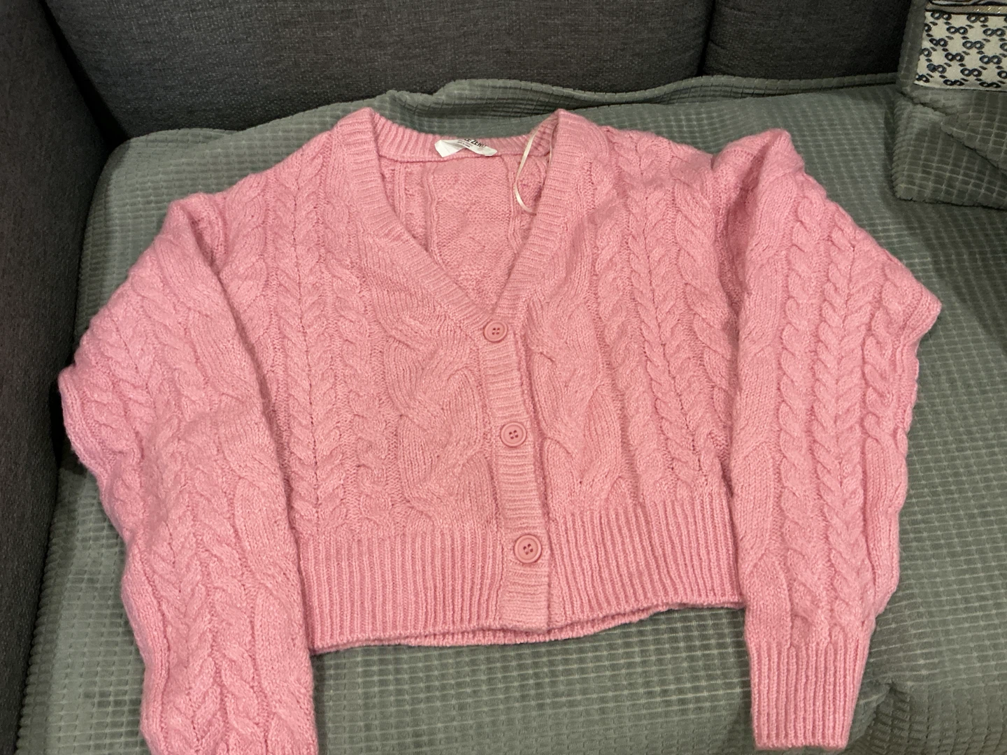 Pink Cable Knit Cardigan - photo 2