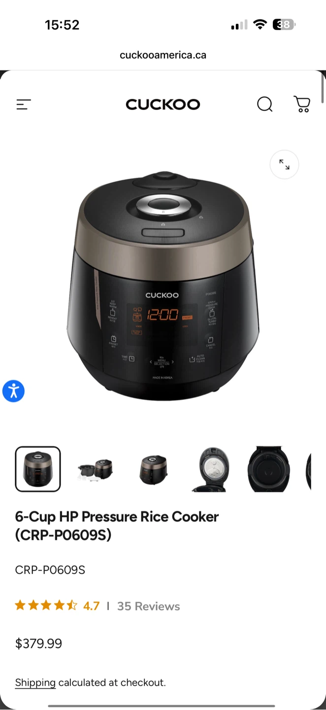 Brand New Cuckoo 6-Cup HP Pressure Rice Cooker (CRP-P0609S) - photo 2