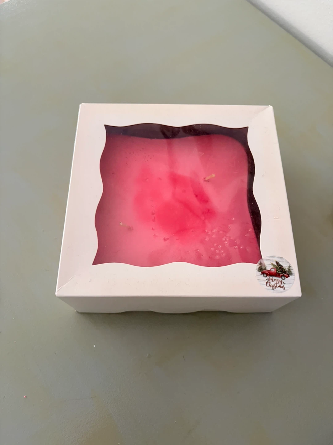Pink Candle in Wooden Bowl - photo 3