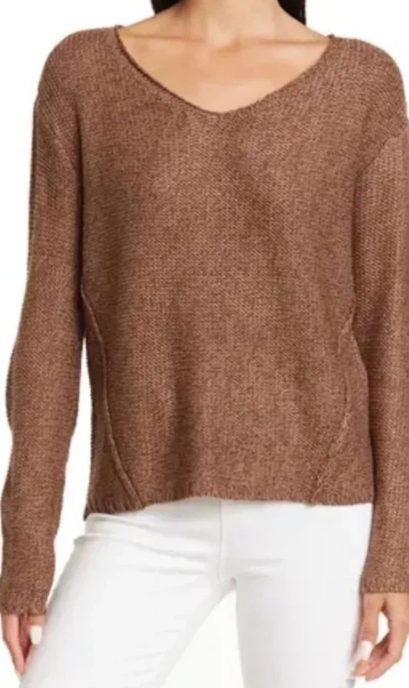 Nordstrom: RDI - Brown Knit V Neck - Size L