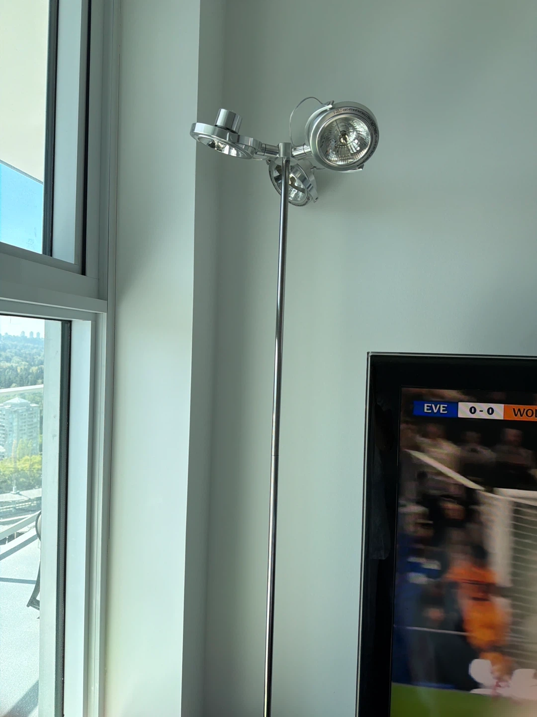 Three-head chrome floor lamp