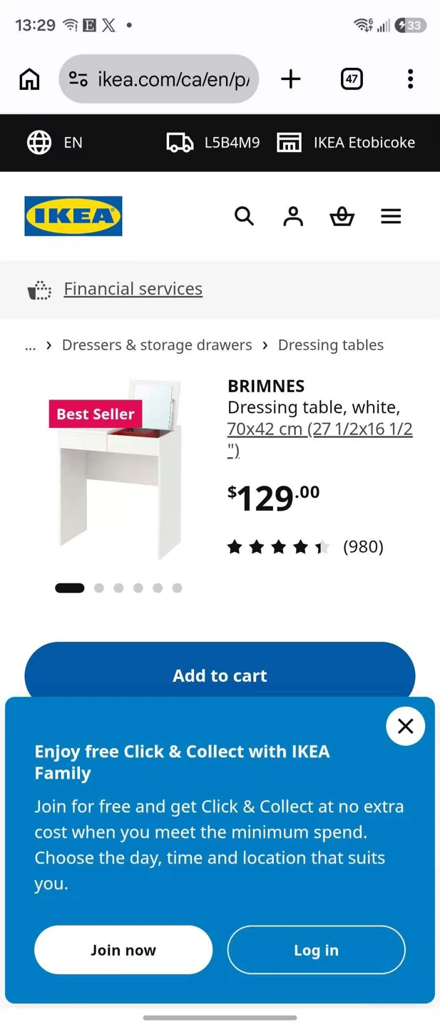 IKEA BRIMNES Dressing table, white