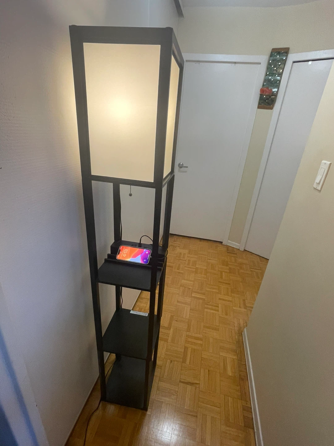 Black Floor Lamp with Charging Shelf - photo 2