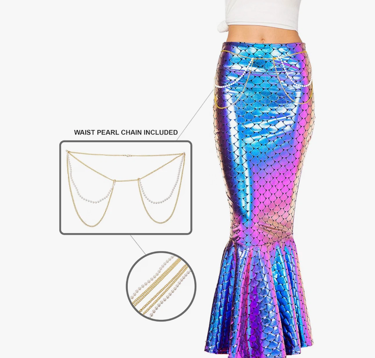 Mermaid Skirt with Pearl Waist Chain only worn once - photo 2