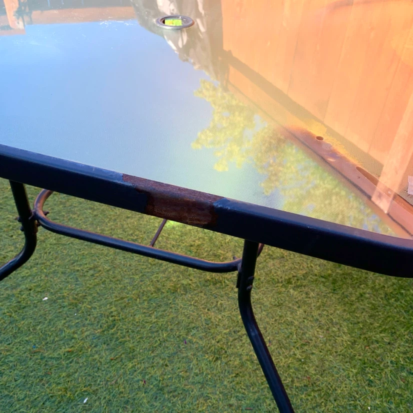 Square Glass Patio Table Outdoor Garden Deck Table Umbrella Hole - photo 5
