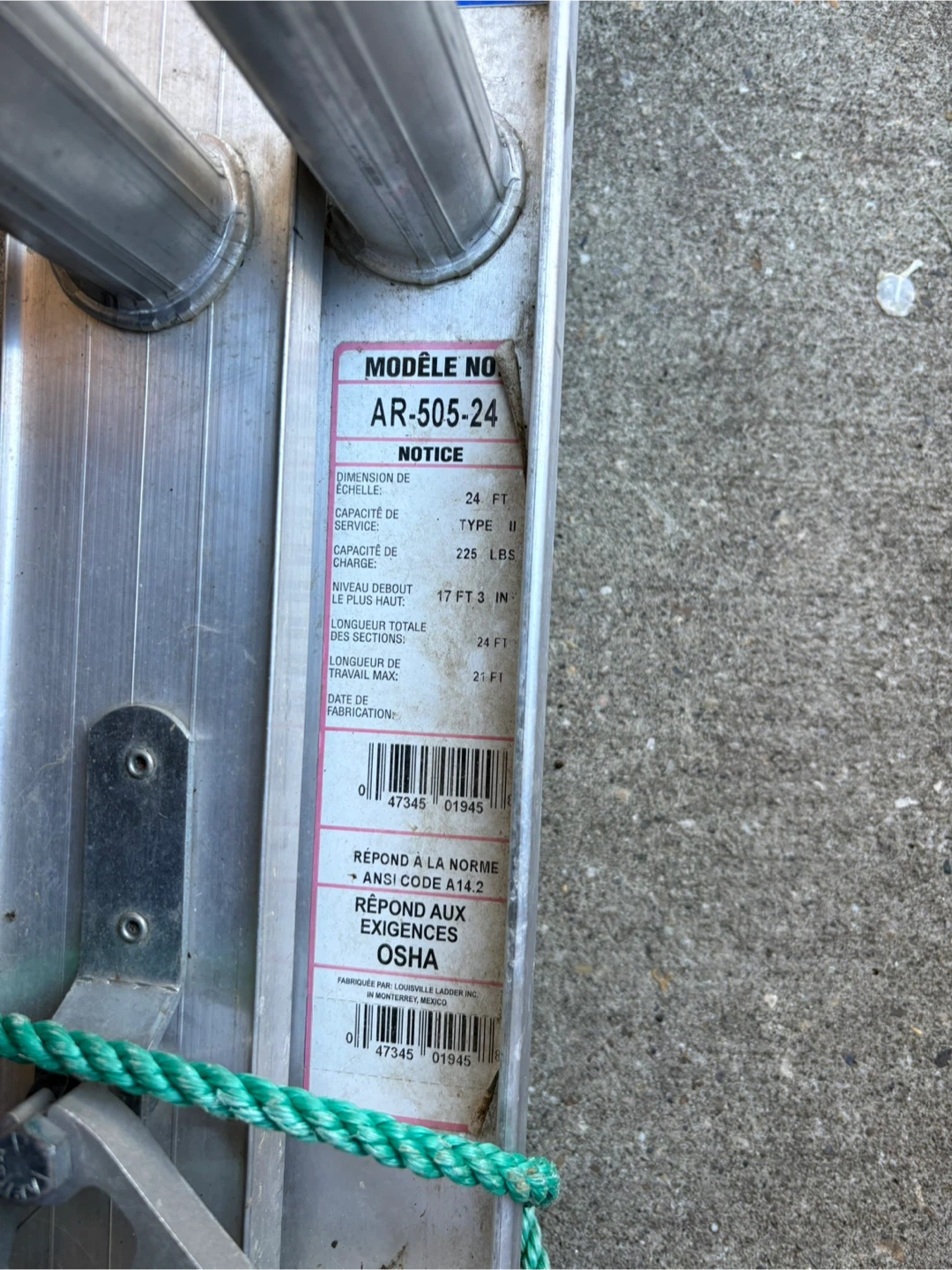 Louisville 24' Extension Ladder AR-505-24 - photo 2