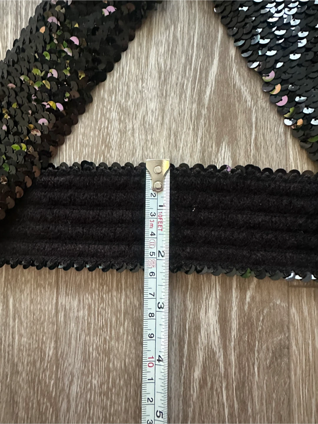 Black Sequin Elastic Belt - photo 2