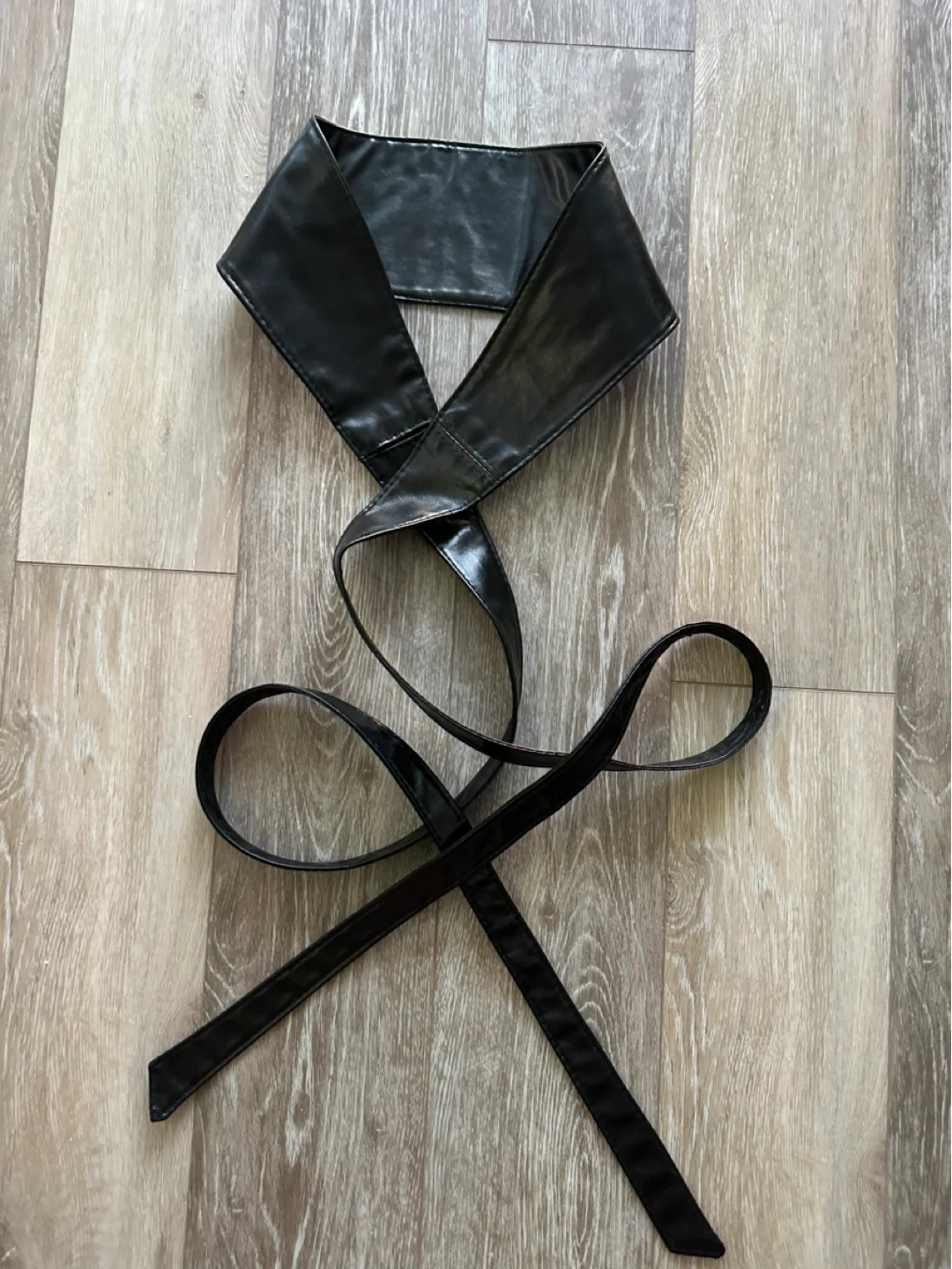 Black obi style wrap waist belt