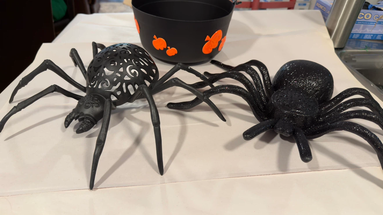 Set of Two Halloween Spiders and Pumpkin Bowl