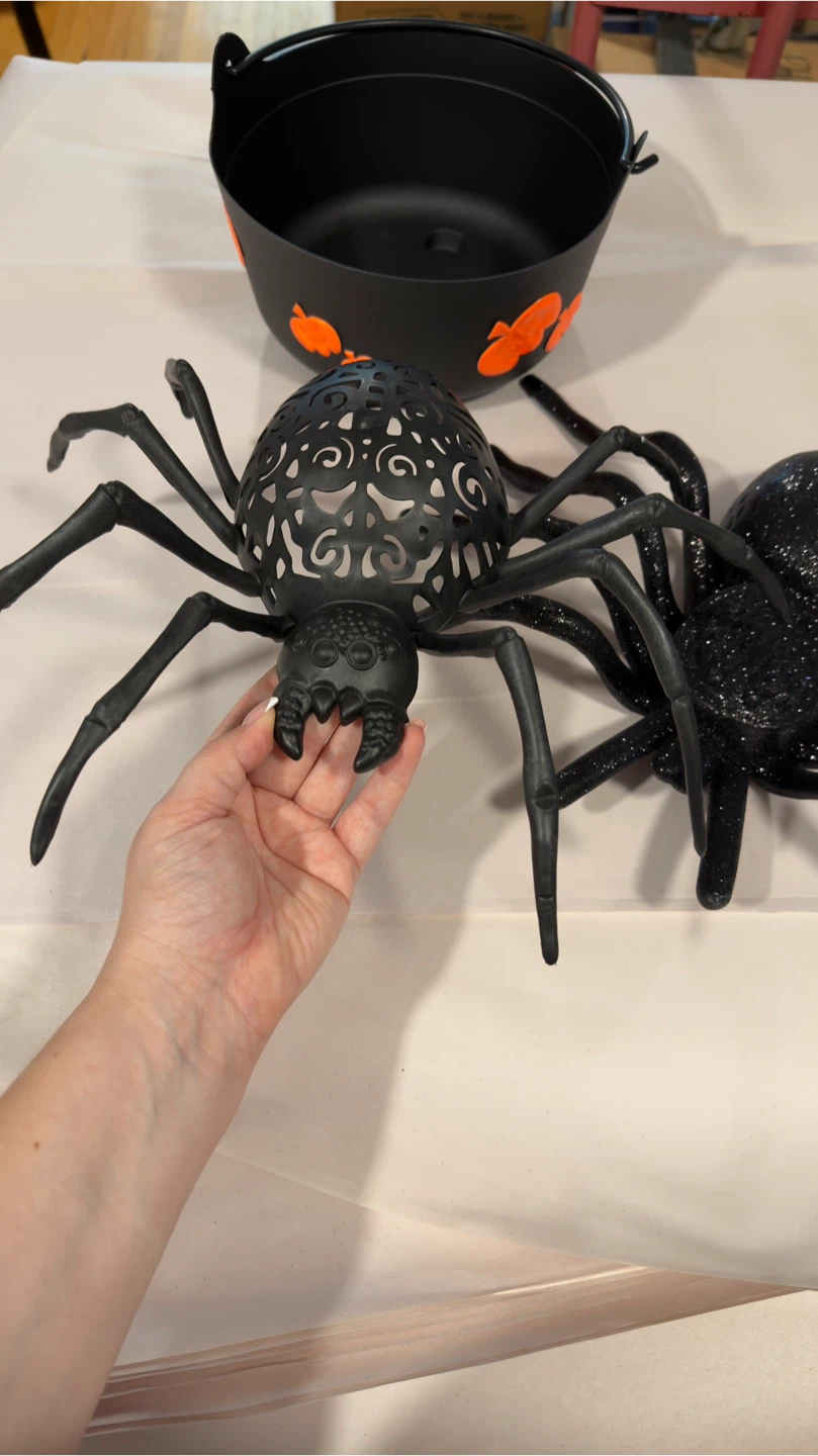 Set of Two Halloween Spiders and Pumpkin Bowl - photo 2
