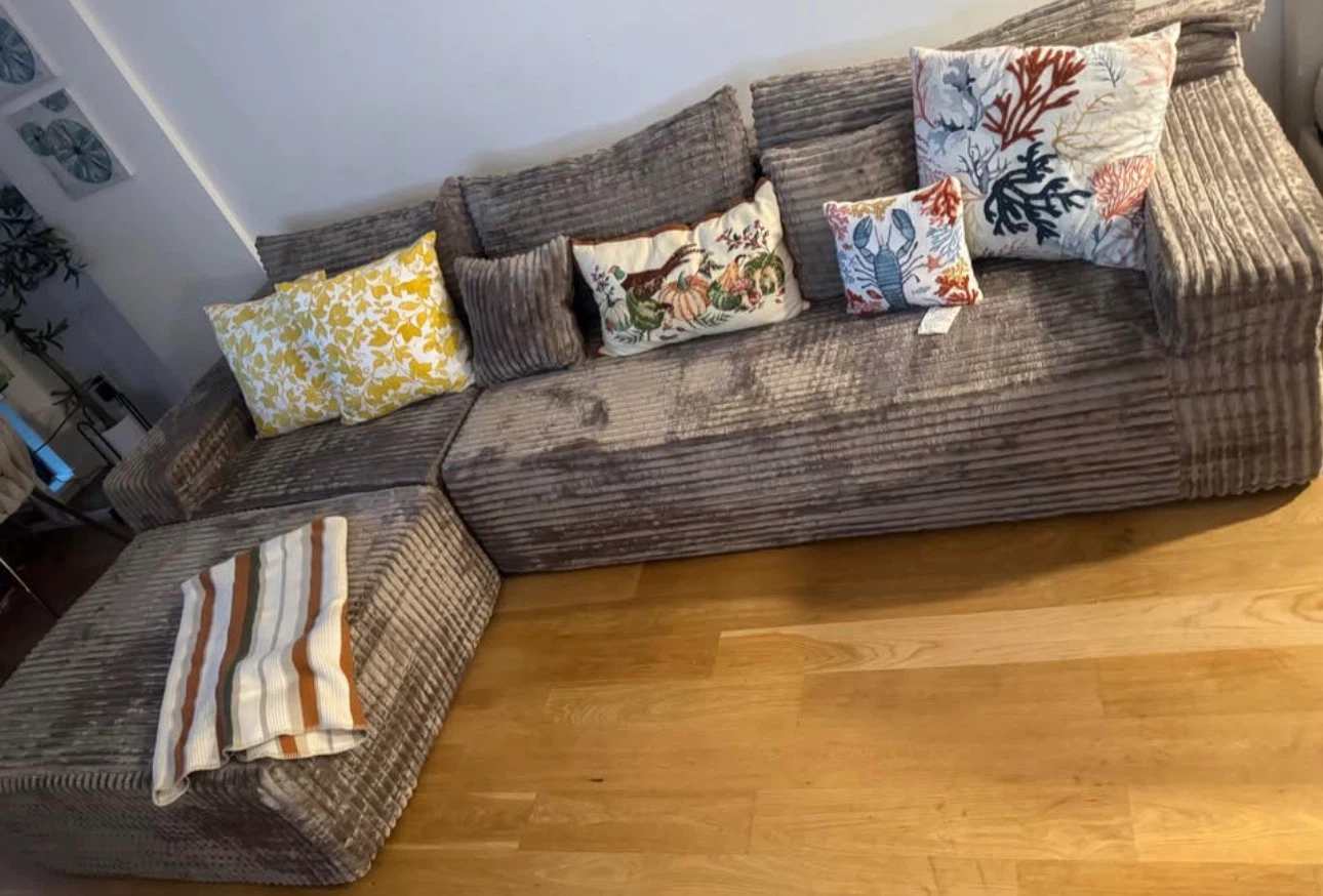 Gray Corduroy Sectional Sofa