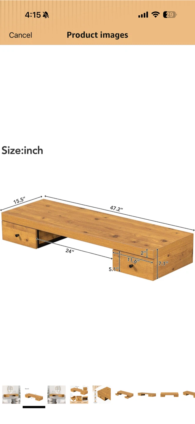 Floating Wall-Mounted Desk with Drawers - photo 2