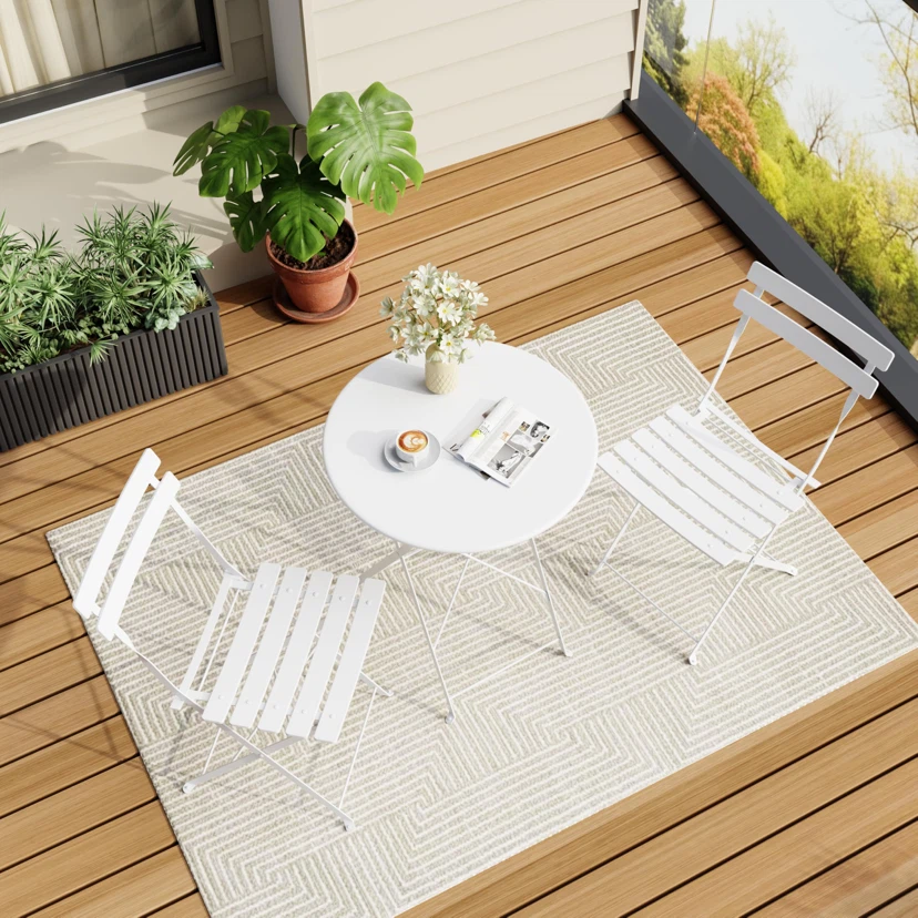 Bistro Table and Chairs Set, 3 Piece Folding Patio Bistro Set