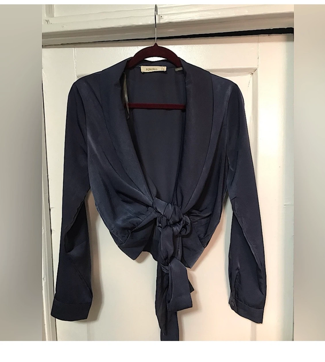 Rokoko Navy Tie-Front Long Sleeve Top