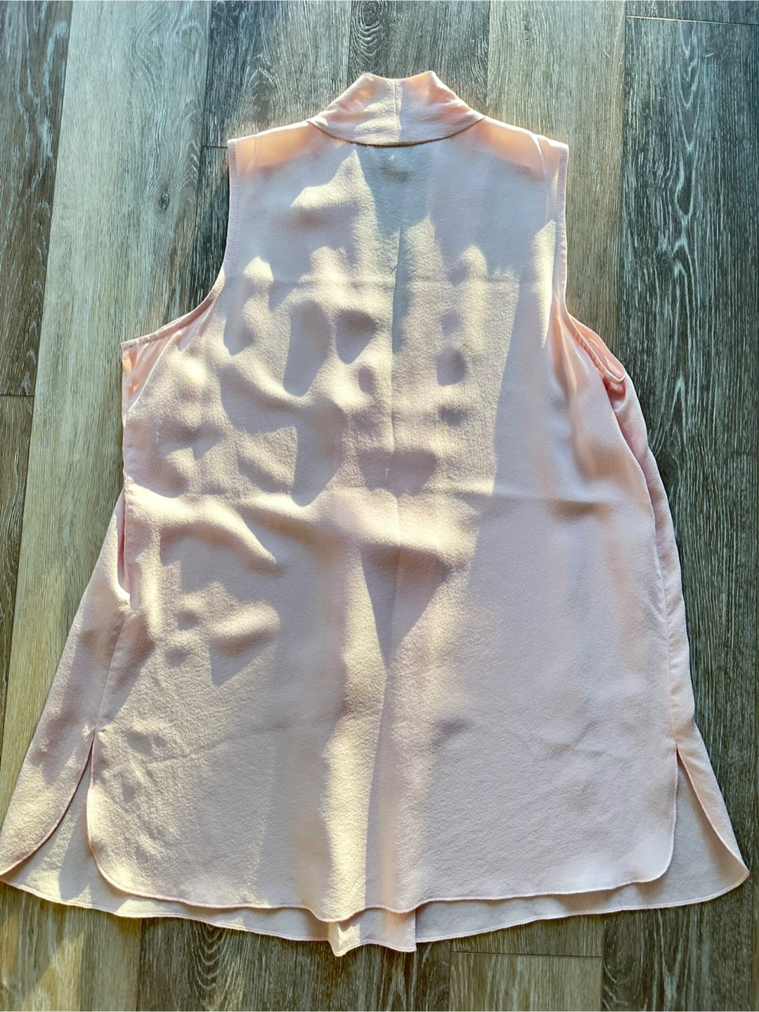 Ecru Silk Sleeveless Blouse Light Pink S - photo 4