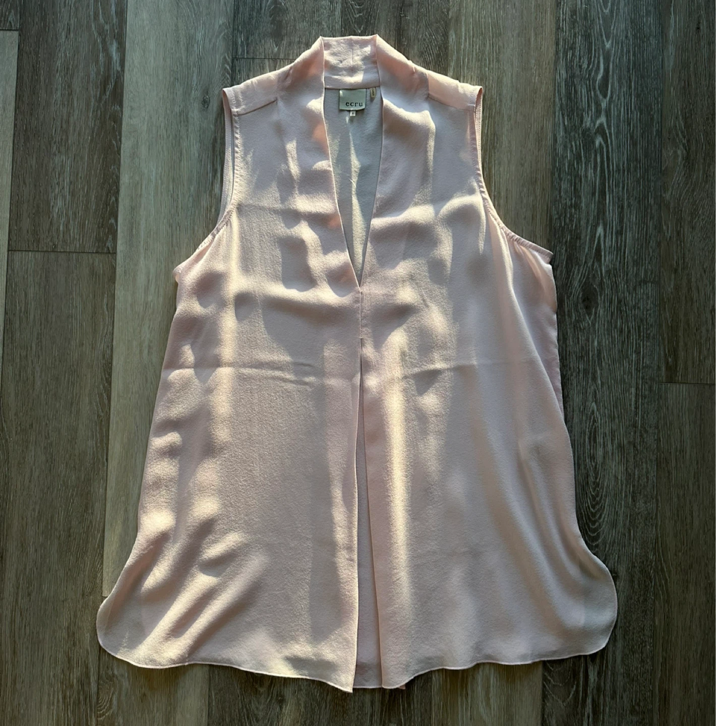 Ecru Silk Sleeveless Blouse Light Pink S