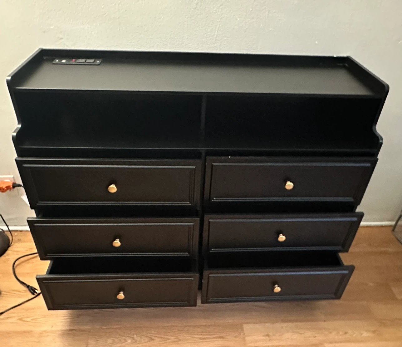 Black 6-Drawer Dresser with Charging Station - photo 2