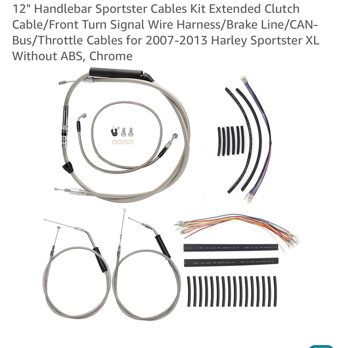 Harley Sportster XL 12" Handlebar Cable & Wire Kit