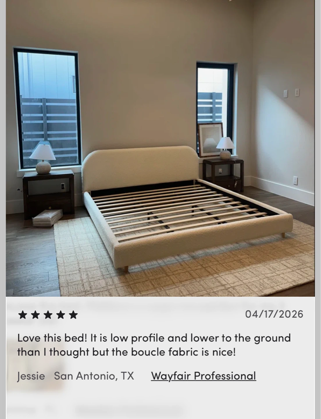 Klwenas Maec Queen Size Boucle Platform Bed - photo 4